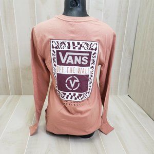 Vans Women's Pink Logo Shirt NEW Long Sleeve